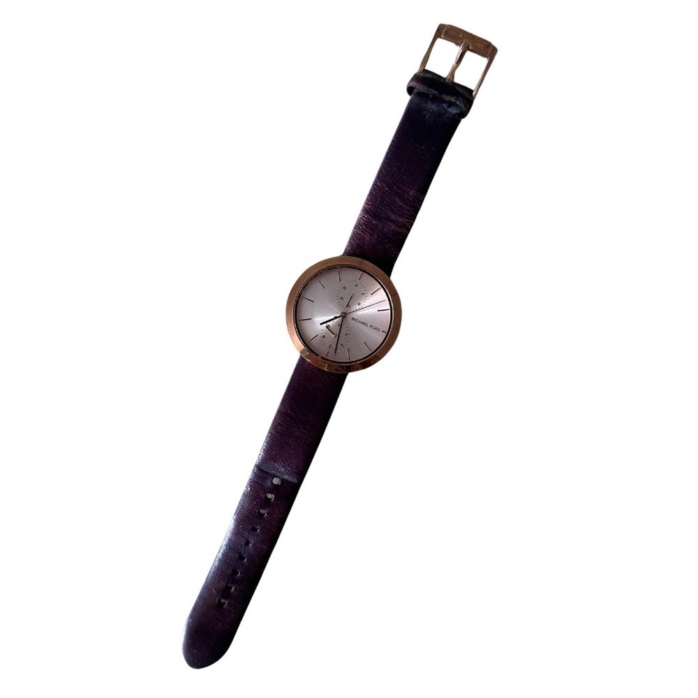 Michael Kors Purple Genuine Leather with Rose Gold Hardware Analog Watch